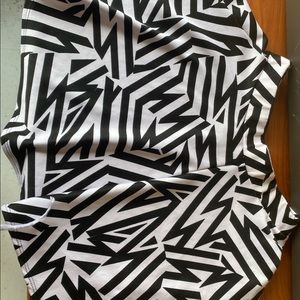 Fun zebra patterned skirt made with a very stretchy material.